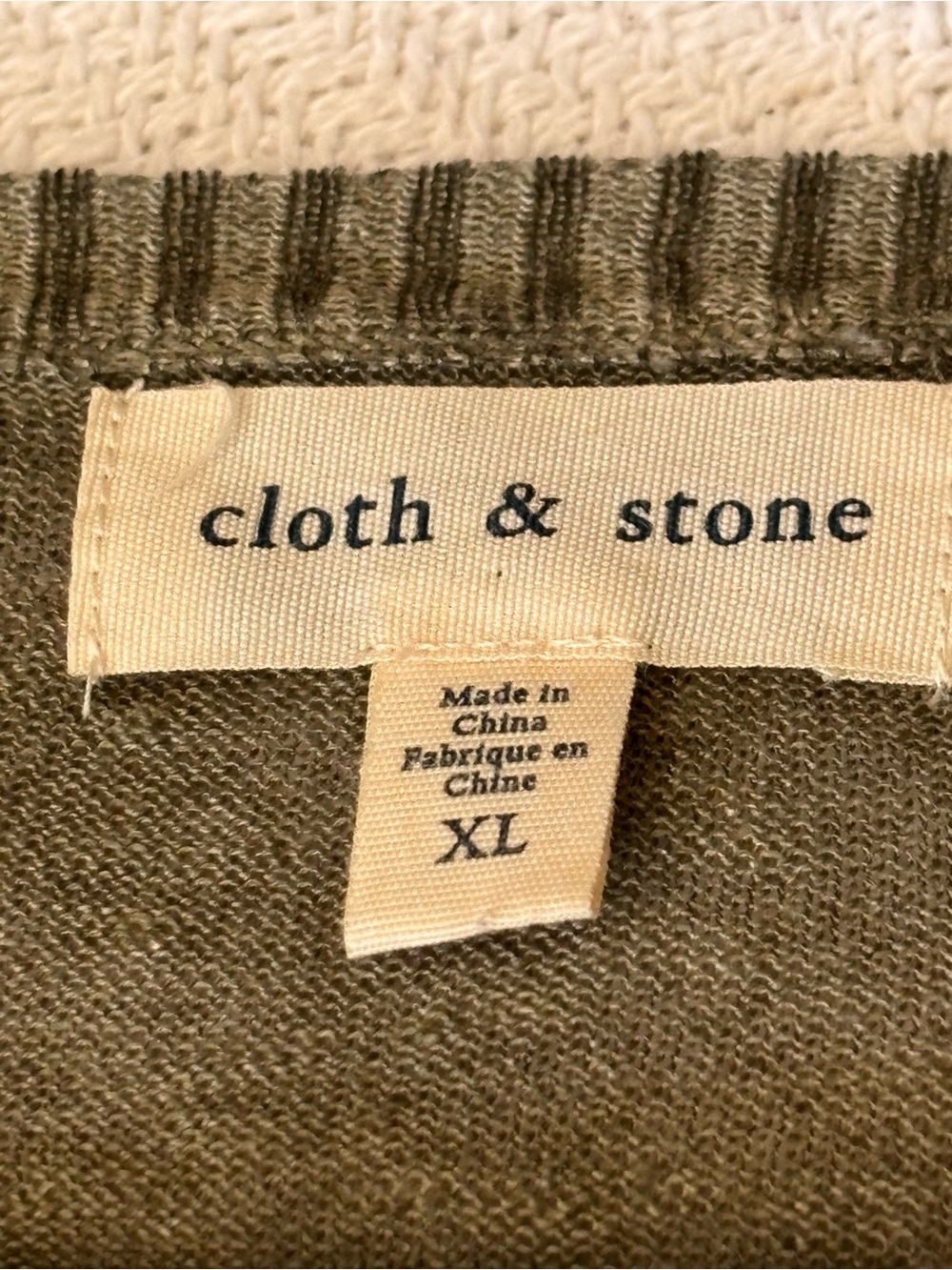 Cloth & Stone Olive Textured Linen Front Tie Tshirt Top Size XL - Picture 6 of 14